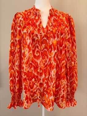 Hotouch Long Sleeve Top Womens Small NWOT Orange/White/Gold/Pink/Red